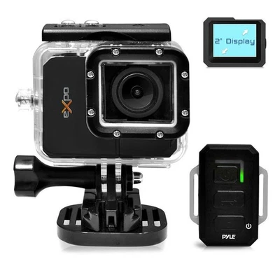 Pyle Hi-Res Action Cam 20MP HD Video 2" LCD & Remote Built-in Wi-Fi PSCHD90BK - Image 1 of 4