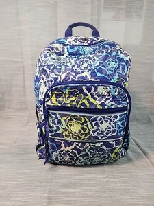 Vera Bradley Large Backpack Blue Retired Floral Indigo - Picture 1 of 13