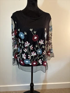 Sorrento Netz bestickt Top XXL Festival Boho Langarm bunt - Bild 1 von 7