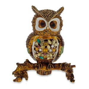 Jeweled Owl on a Tree Branch Figurine 3.4 Inches - Picture 1 of 6