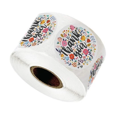  1 Rolle Runde Form Versiegelung Aufkleber Buntes Blumenetikett DIY Tasche - Bild 1 von 4