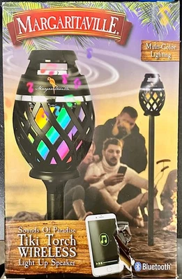 Margaritaville Tiki Torch Bluetooth Speaker w/ LED Lights – Portable & Waterproo - Image 1 of 4