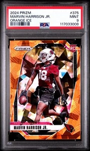 Marvin Harrison Jr RC 2024 Panini Prizm Rookie Orange Ice #375 PSA 9 Cardinals - Picture 1 of 3