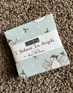 Moda I BELIEVE IN ANGELS Bunny H MINI CHARM PACK 42- 2 1/2" squares QUILT FABRIC - Picture 1 of 3