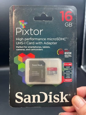 SanDisk Pixtor 16GB microSDHC UHS-I Class 10 Memory Card w/ Adapter Sealed (2) - Image 1 of 2