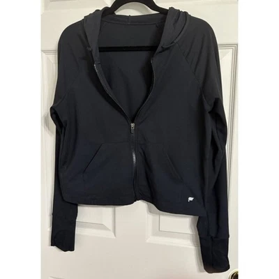 Fabletics Women’s Cropped Black Jacket With Thumb Holes Sleeves Size Women Large - Image 1 of 4