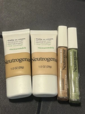 2- Neutrogena matte cc cream #4 Sand & #1 Shell &  2 Concealers Green & Peach - Image 1 of 4