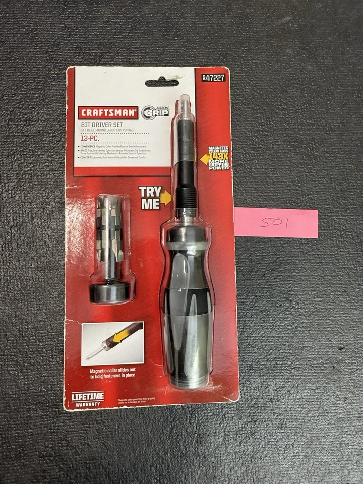 Sears Craftsman Extreme Grip Bit Driver Set 47227 NOS 13pc Screwdriver Soft Grip - Image 1 of 2