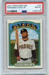 2021 TOPPS HERITAGE #137 FERNANDO TATIS JR., SAN DIEGO PADRES - PSA 8 (01154) - Picture 1 of 1