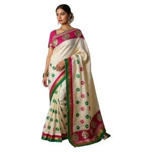 Silk Traditional Indian saree With The Embordiary Partywear - Picture 1 of 4