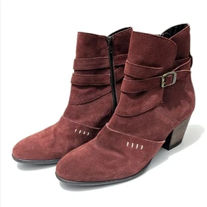 Sundance Catalog Suede Boho Western Wraparound Buckle Ankle Boots Red 41 - Picture 1 of 10