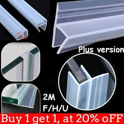 U-DREAMHOME 2M U/F/H Shape Bath Door Shower Screen Enclosure Seal Strip for 6/8/12mm Glass.