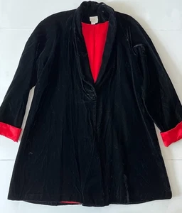 Moda International Vintage Samt Mantel Damen schwarz rot gefüttert ausgestellt Gothic 80’s 90’s - Bild 1 von 10