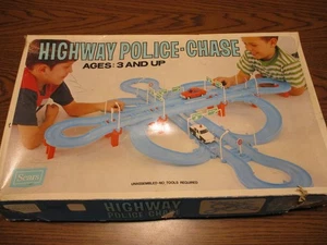 Sears Highway Police Chase 1970's Die Cast Car Race Track 49 57062 Vintage Boxed - Picture 1 of 9