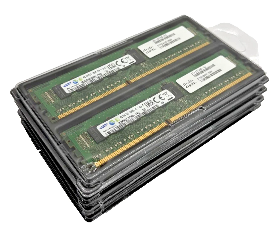 Lot of 8x CISCO 4GB 1RX4 PC3L-12800R 15-13598-02 (4x Samsung & 4x Micron) RAM - Image 1 of 4
