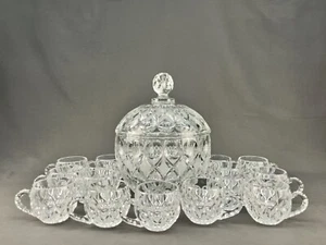 21  Pc Nachtmann Bleikristall Crystal ANGLIA Punch Bowl w/Lid + 18 Glasses: MINT - Picture 1 of 17