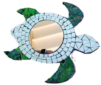 12" × 10.5" Mosaico Teal Tortuga Marina Espejo Pared Placa Decoración Hawai Madres Regalo Foto 1 de 4