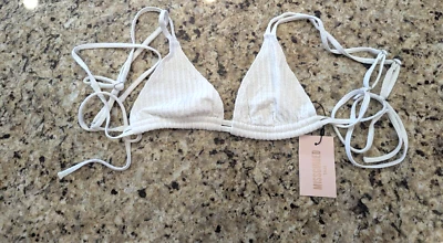 Top de bikini Missguided alto blanco con correa texturizada Us 8 Tall Foto 1 de 4