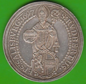 Münze Silber Salzburg Taler 1697 knappes vz hübsch nswleipzig - Bild 1 von 3