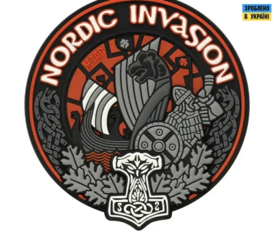 Chevron Patch Vikings "Nordic Invasion" PVC for Military - Image 1 of 2