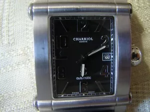 Charriol Colvmbvs CCSTRX9 Rectangle Large Black Leather Automatic movement - Picture 1 of 6