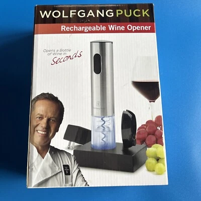 Wolfgang Puck abridor de vinho elétrico recarregável aço inoxidável novo em folha na caixa - Imagem 1 de 2