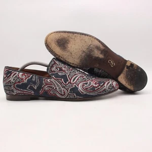 Jimmy Choo Slip-ons Shoes Men's Size EU 44 Paisley Pattern Navy Fabric - Picture 1 of 10