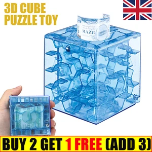 3D Cube Puzzle Cube Model Money Maze Bank Money Holder Puzzle for Kids Adults UK - Picture 1 of 14