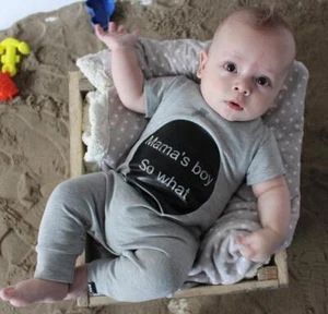 Infants Baby Boys Gentlemen Outfits Letter Jumpsuit Romper Bodysuit Summer Suit - Picture 1 of 11