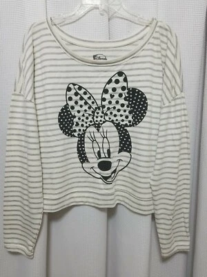 迪士尼女式米妮老鼠作物上衣长袖衬衫 SZ Jr Junior L 11 1335 — 第 1/4 张图片