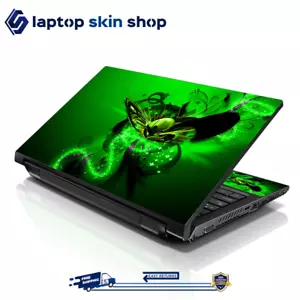 Laptop Skin Sticker Decal Cover for Notebook Apple Asus Green Butterfly 13-16 in - Picture 1 of 4