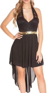 Sexy Miss Women Lace Mini Dress Elegant Evening High Low Dress Sequins M 36 New - Picture 1 of 24