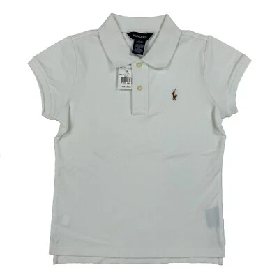 Polo Ralph Lauren Junior Girl's Short Sleeve Solid Polo Shirt with Pony - White - Image 1 of 3