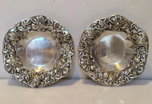 Art nouveau - USA - Gorham paire de bol en argent, fleurs de pavot - ca 1890 - Photo 1/24