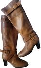 Zara Brown Pointed Toe Heeled Leather Knee High Boots Size 39 5007/001/103 571