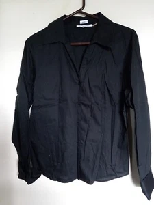 Calvin Klein size 8, 10 black no iron button down shirt - Picture 1 of 3