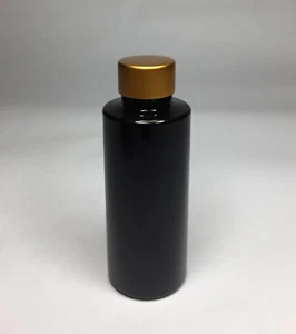 50ml PET Plastic Black Cylindrical Bottles + Matt Gold Screw On Cap ANY AMOUNT - Picture 1 of 1