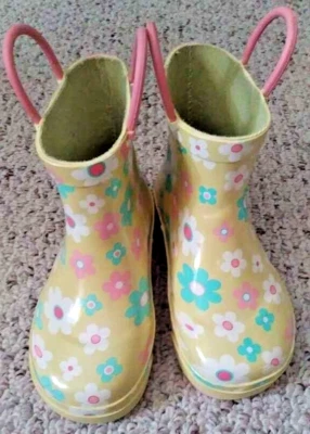 Botas de lluvia negras cortas Western Chief Flower Power para niñas pequeñas, talla 10 NUEVAS Foto 1 de 2