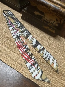 NEW BURBERRY Limited Edition PLAID GRAFFITI 100% Silk Scarf Bandeau - Picture 1 of 10
