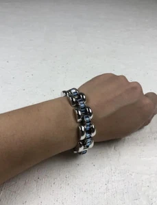 Pulsera de caja veneciana Judith Leiber auténtica diamantes azules y plata rara de 8"" pulgadas - Imagen 1 de 24