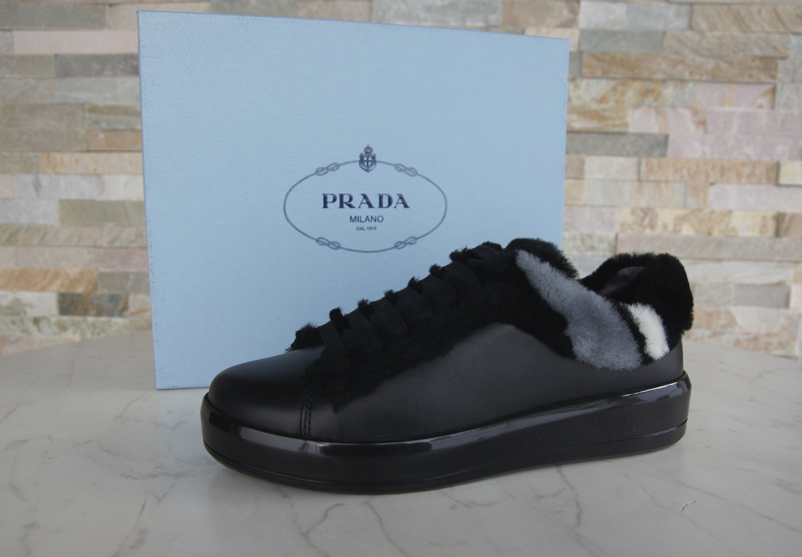 prada fur sneakers