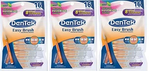 DenTek EASY BRUSH Cleaners w/ Fluoride Coating 16 ct ( 3 Pack ) - Picture 1 of 1