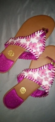 Chanclas florales Simply Southern moradas y blancas para mujer, 8 Foto 1 de 4