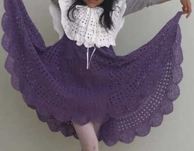 Handmade crochet girl baby dress - White Purple - Image 1 of 4