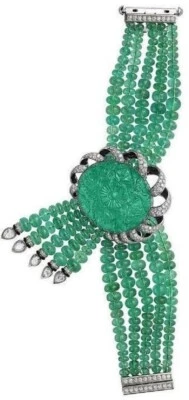 Handgefertigtes 4 mm Smaragd Perlen Fünf Strang Armband Rund CZ 925 Sterlings... - Bild 1 von 2