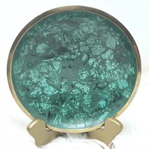 African Congo Carved Malachite Bowl W/ Brass Rim 7.75” 1lb 4.8oz  Green Crystal - Bild 1 von 6