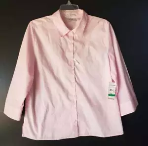 Womens L Studio Works Solid Sherbet Pink Buttton Down Blouse Top NEW NWT - Picture 1 of 4