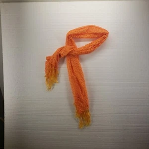 Oversize Orange Schal Halstuch Spitze Leicht Landhaus Cutout Fransen Boho Romantisch - Bild 1 von 8