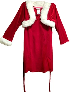 GIRLS SZ 6 RED VELVET VELOUR HOLIDAY DRESS w/WHITE FAUX FUR by BONNIE JEAN ~ EUC - Picture 1 of 8