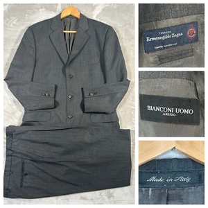 Ermenegildo Zegna Suit Men 40R Gray Brown Stripe Bianconi Uomo Arezzo 34x30 Pant - Picture 1 of 24